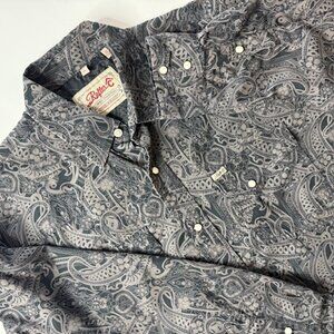 Rafter C Shirt Mens XL Gray Paisley Western Pearl Snap Cowboy Collection Rodeo
